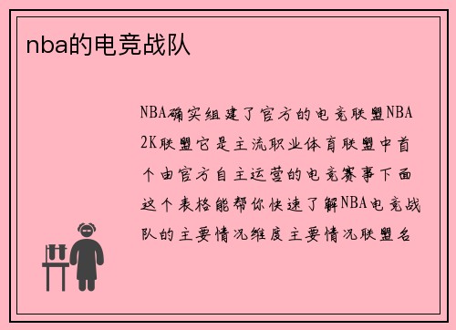 nba的电竞战队